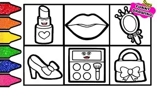 How to draw 12 Makeup Tools for Girls - Makeup box Coloring Page - Hi LiLisa