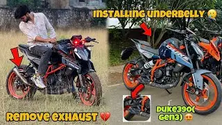 Installing underbelly ⚙️in duke 390 (gen3)🥲// remove SC project exhaust 🥺