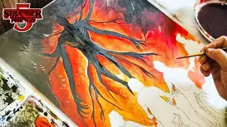 How to Paint Stranger Things Poster with Acrylics 🎨 | Acrylic Colour Painting |Step by Step Tutorial