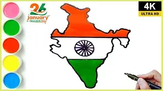 How to draw national flag of india || Independence day poster drawing || 26 January Drawing easy.