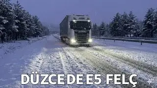 E 5 FELÇ LAPA LAPA KARA YAKALANDIK DÜZCEDE YOL KAPANDI BENDEN BAŞKA TIR YOK YOLDA TEHLİKELİ DIRUMLAR