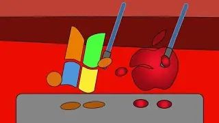 Obi-Wan and Anakin but it's Windows XP and Apple