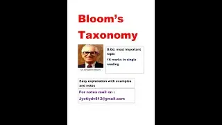 Bloom's Taxonomy B.Ed. compulsory question