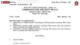 BSC FT 1ST SEM COMMUNICATION AND SOFT SKILLS F DEC 2018 | PTU