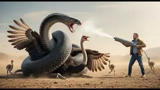 Giant Black Cobra Attacks Ostrich in Open Field | Man&rsquo;s Shocking Rescue Caught in 8K