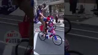 Wow! Q-Anon MAGA Shaman High Rider for Trump is done Dirty by Skateboarder in New York! #shorts