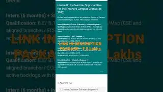 HashedIn By Deloitte Off Campus Drive 2022 | Latest Recruitment 2022 #shorts
