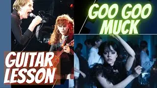 How to play Goo Goo Muck The Cramps Guitar Lesson + Tutorial (Wednesday Addams Dance)