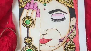 How to draw Traditional girl in saree | Bride Drawing | Easy Mandala | Tradition