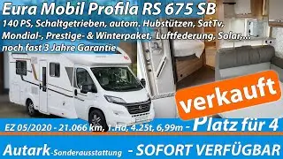 Verkauft! - Eura Mobil Profila RS 675 SB - 2020 - Platz für 4 - Luxusausstattung - Autark  Sat Tv