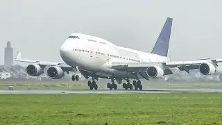 (4K) Plane spotting morning at Ostend airport - 747 landing & 737MAX8 take-off