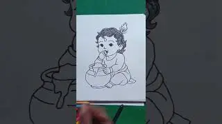 🦚Cute Krishna sketch🥰 / step by step🌺 / pencil art 🖍️