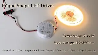 Round LED driver, non-dimmable, supports customizable DALI dimming and 0-1/10V dimming.