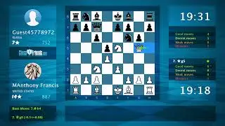 Chess Game Analysis: MAnthony Francis - Guest45778972, 1-0 (By ChessFriends.com)