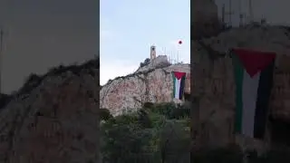 Activists hang Palestinian flag atop Athens&rsquo;, Greece Mount Lycabettus