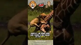 Лев охотится на жирафа 😲