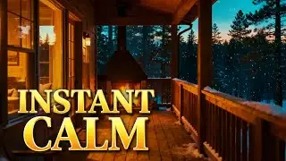 Winter Sunset Serenity: Peaceful Piano Music & Crackling Fire for Deep Focus