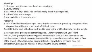 Std 6th English 1.1 Don't give up Question and answers