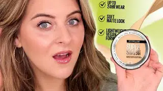 testing *NEW & VIRAL* Maybelline SuperStay HYBRID POWDER FOUNDATION // review + wear test