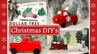 Easy Dollar Tree CHRISTMAS DIY Farmhouse Christmas DIYS | Red Truck Crafts | Christmas Decor
