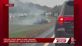Plane crashes onto I-195 in Dartmouth