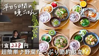【1週間30分節約献立#209】1食238円の超簡単♪野菜たっぷり献立│大根の甘辛生姜そぼろあん│鮭ときのこのホイル焼き│豚バラとくたくた白菜のフライパン蒸し│厚揚げとなめこのみぞれ煮│まとめ買い