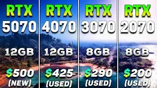 RTX 5070 12GB (2025) vs RTX 4070 12GB (2023) vs RTX 3070 8GB (2020) vs RTX 2070 8GB (2018)