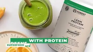 Forest green lean protein+ organic daily supergreens plant protein. 100% vegan protein powder
