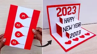 Happy new year card 2023 || DIY New year pop up greeting card || How to make new year greetings card