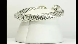 David Yurman Dome 10MM Cable Hinged Cuff Bracelet 14K Sterling Silver Fits to 6&rdquo; - 34334