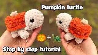 How to Crochet a a pumpkin turtle Halloween amigurumi tutorial, step by step crochet tutorial