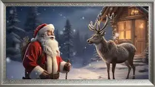 SNOWY TV SCREENSAVER WALLPAPER AMBIANCE CHRISTMAS WITH MUSIC SONG  | ART | VINTAGE FRAMED PAINTING