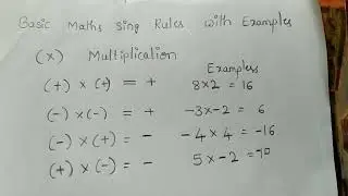 basic maths sign rules with examples (Explained in kannada)