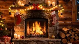 ❄️Cozy Winter Fireplace 24/7 | 🔥Fireplace Crackling | Snowy Cabin Ambience