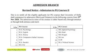Du pg Admission 2020 Revised courses