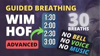 Guided Breathing - Wim Hof 4 Rounds Intermediate 30 Breaths (SILENT HOLDS)