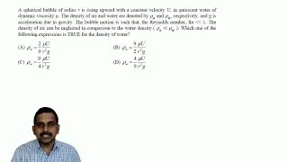 GATE XE B 2017 Q33 - Drag force using Stokes Law and Buoyancy