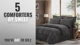 Top 10 Sweet Comforters [2018]: Sweet Home Collection 8 Piece Bed In A Bag with Dobby Stripe