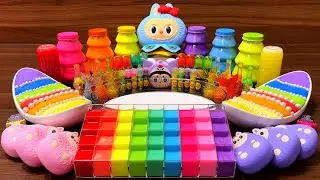 Balloon Characters Slime Mixing | Rainbow Makeup & Glitter Glossy Pop #117