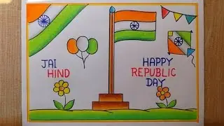 Happy Republic Day drawing | Very easy republic day drawing | easy republic day drawing