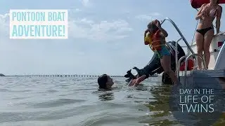 DAY IN THE LIFE OF TWINS VLOG | PONTOON ADVENTURE