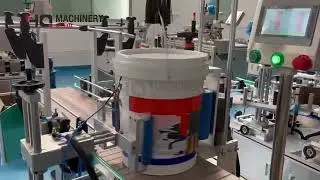 automatic bucket labeling machine supplier  #labelmachine #equipment #factory #automation