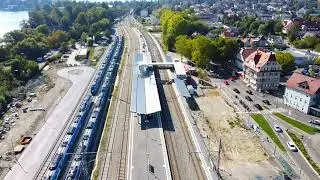 Lindau Bodensee - Drohnenflug über Bahnhof Reutin mit Blick auf den Bodensee