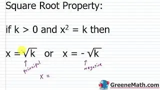 Algebra 1 Lesson #60 What is the Square Root Property