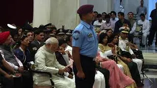 President Kovind presents Shaurya Chakra  to Corporal Devendra Mehta, Indian Air Force (Security)