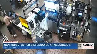 Man arrested for disturbance at McDonald's