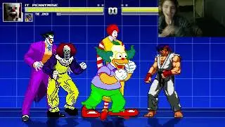 Clown Characters (The Joker, Pennywise, And Ronald McDonald) VS Ryu In An Epic Battle In MUGEN