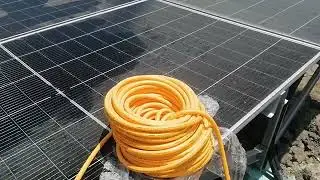 solar panel cleaning with testing water pressure #solarsystem #cleaning #solar #hose pipe