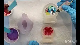 #123 2 different crystal ball molds & Into Resin snail in mica