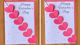 Tarjeta de San Valent&iacute;n con Corazones en Diagonal 2026 | Easy Chain Heart Valentine Card